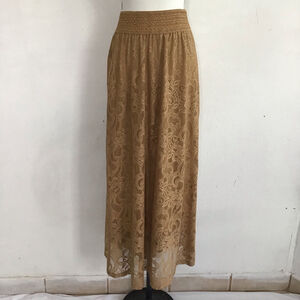 Me 2 Magic Women elegant Brown/Gold Lace Maxi Skirt 3X